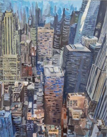 Painting titled "Crazy New-York" by Valérie Le Meur, Original Artwork, Acrylic Mounted on Wood Stretcher frame