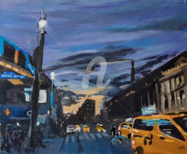 Painting titled "New-York West 33rd" by Valérie Le Meur, Original Artwork, Acrylic Mounted on Wood Stretcher frame
