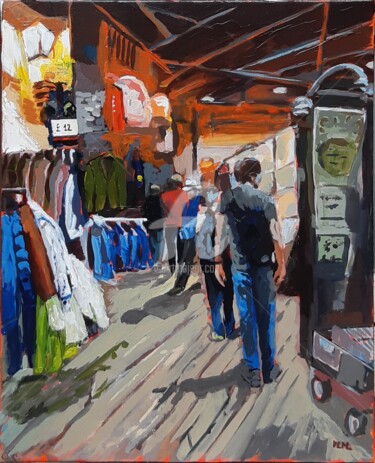 Painting titled "Camden Market 2-enc…" by Valérie Le Meur, Original Artwork, Acrylic Mounted on Wood Stretcher frame