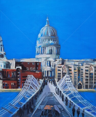 Painting titled "Saint Paul Millenium" by Valérie Le Meur, Original Artwork, Acrylic Mounted on Wood Stretcher frame