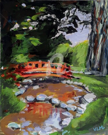 Malerei mit dem Titel "un été au jardin" von Valérie Le Meur, Original-Kunstwerk, Acryl Auf Keilrahmen aus Holz montiert