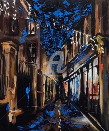 Картина под названием "Dans les ruelles du…" - Valérie Le Meur, Подлинное произведение искусства, Акрил Установлен на Деревя…