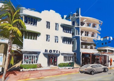 "Art Deco Miami" başlıklı Tablo Valérie Le Meur tarafından, Orijinal sanat, Akrilik Ahşap Sedye çerçevesi üzerine monte edil…