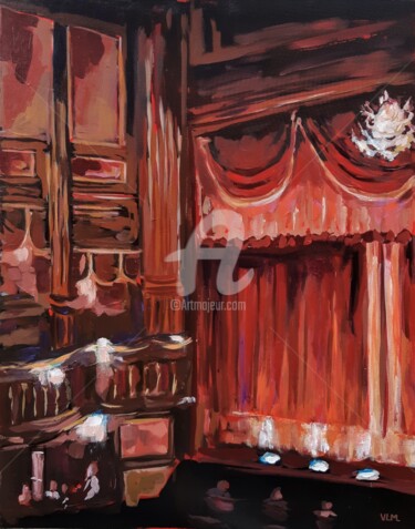Painting titled "Saint martin Theatr…" by Valérie Le Meur, Original Artwork, Acrylic Mounted on Wood Stretcher frame