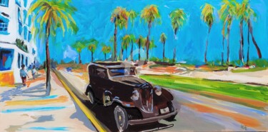 Painting titled "Un voyage à Miami" by Valérie Le Meur, Original Artwork, Acrylic Mounted on Wood Stretcher frame