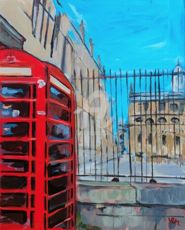 Painting titled "The iconic red box" by Valérie Le Meur, Original Artwork, Acrylic Mounted on Wood Stretcher frame