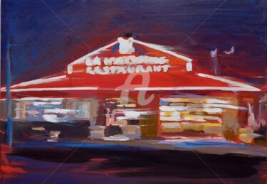 Painting titled "Trip in the suburbs" by Valérie Le Meur, Original Artwork, Acrylic Mounted on Wood Stretcher frame