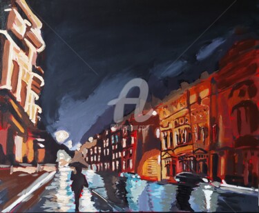 Painting titled "Pavilion Road" by Valérie Le Meur, Original Artwork, Acrylic Mounted on Wood Stretcher frame
