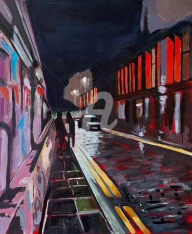 Painting titled "Shoreditch shadows" by Valérie Le Meur, Original Artwork, Acrylic Mounted on Wood Stretcher frame