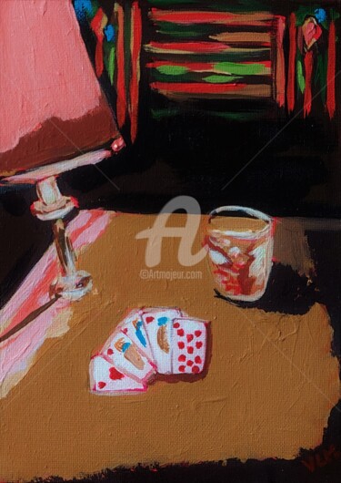 Painting titled "casino Whisky" by Valérie Le Meur, Original Artwork, Acrylic Mounted on Wood Stretcher frame