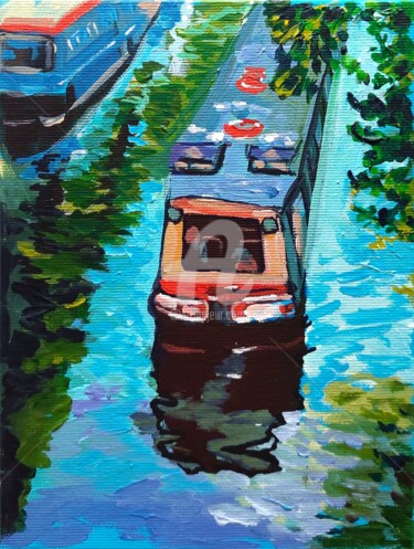 Картина под названием "On The Thames -2-" - Valérie Le Meur, Подлинное произведение искусства, Акрил Установлен на Деревянна…