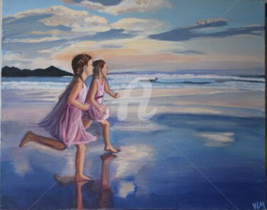 Painting titled "Sunset girls" by Valérie Le Meur, Original Artwork, Acrylic