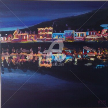 Painting titled "Village breton en f…" by Valérie Le Meur, Original Artwork, Acrylic