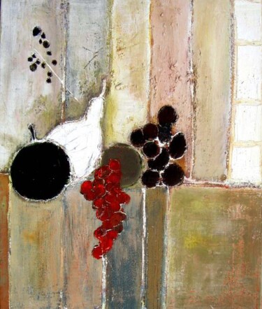 Painting titled "raisins rouges à la…" by Valerie Lemarechal, Original Artwork