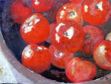 Peinture intitulée "panier de tomates" par Valerie Lemarechal, Œuvre d'art originale