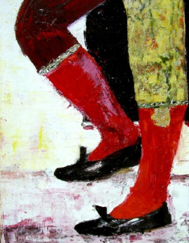 Painting titled "chaussetes dorées" by Valerie Lemarechal, Original Artwork