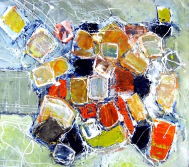 Painting titled "BOUQUET GEOMETRIQUE…" by Valerie Lemarechal, Original Artwork