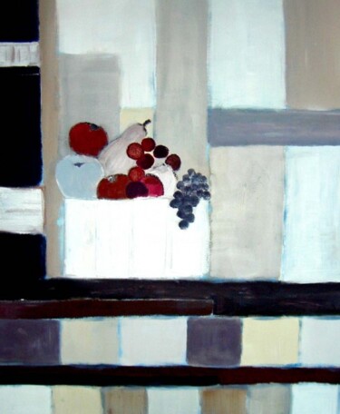 Painting titled "coupe de fruits geo…" by Valerie Lemarechal, Original Artwork