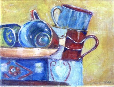 Peinture intitulée "les tasses" par Valerie Lemarechal, Œuvre d'art originale