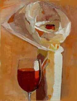 Painting titled "bouteille de vin" by Valerie Lemarechal, Original Artwork