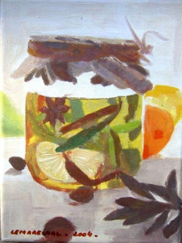 Painting titled "conserves" by Valerie Lemarechal, Original Artwork
