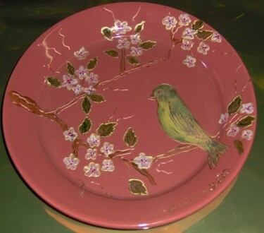 Assiette décorative, peinture sur céramique Design intitulée "Assiette décorative…" par Valérie Maïo, Œuvre d'art originale, Art de la table