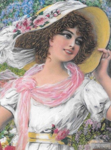 Painting titled "Constance - portrai…" by Valérie Maïo, Original Artwork, Pastel