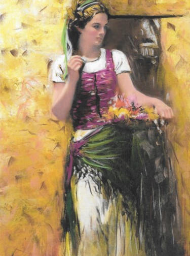 Painting titled "Giulia - portrait v…" by Valérie Maïo, Original Artwork, Pastel