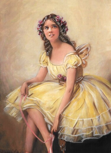 Peinture intitulée "Adeline - tableau d…" par Valérie Maïo, Œuvre d'art originale, Pastel