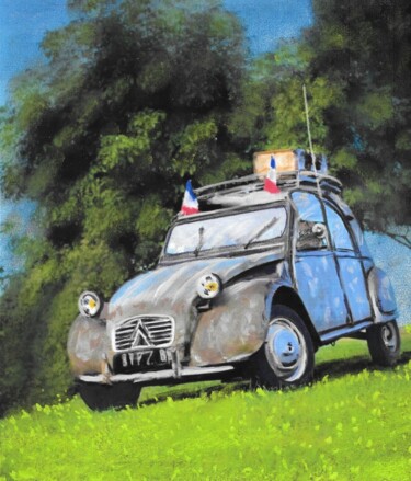 Painting titled "Tableau voiture 2 C…" by Valérie Maïo, Original Artwork, Pastel