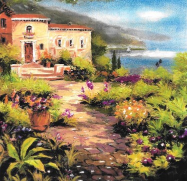 Painting titled "Tableau paysage mer…" by Valérie Maïo, Original Artwork, Pastel