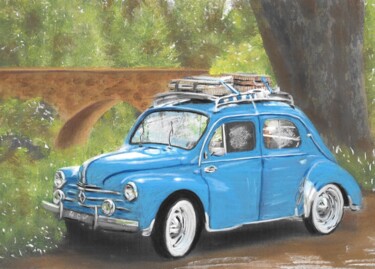 Schilderij getiteld "Tableau voiture 4 C…" door Valérie Maïo, Origineel Kunstwerk, Pastel