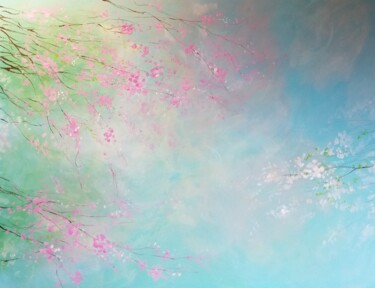 "Cerisiers" başlıklı Tablo Valérie Maraux tarafından, Orijinal sanat, Akrilik Ahşap Sedye çerçevesi üzerine monte edilmiş
