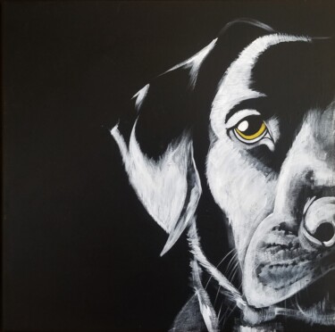 Картина под названием "Labrador" - Valérie Maraux, Подлинное произведение искусства, Масло Установлен на Деревянная рама для…
