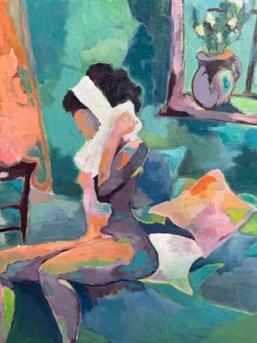 Pintura titulada "Le foulard blanc" por Valerie Montuoro, Obra de arte original, Acrílico Montado en Bastidor de camilla de…