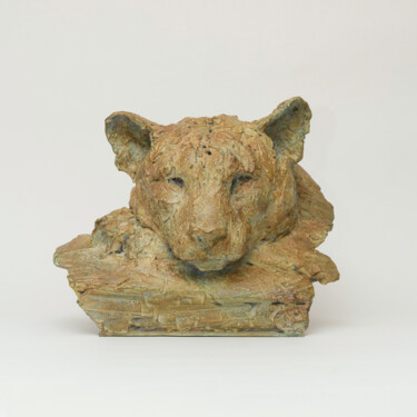 Sculpture intitulée "Puma au repos" par Valérie Moreau (VALEM), Œuvre d'art originale, Bronze
