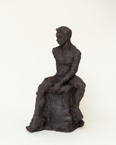 Sculptuur getiteld "Homme assis" door Valérie Moreau (VALEM), Origineel Kunstwerk, Terra cotta