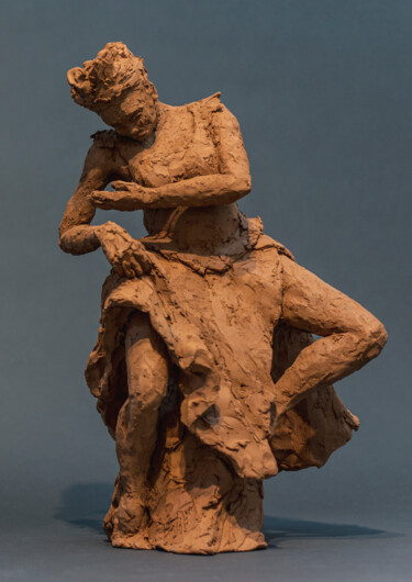 Скульптура под названием "Sabar" - Valérie Moreau (VALEM), Подлинное произведение искусства, Терракота