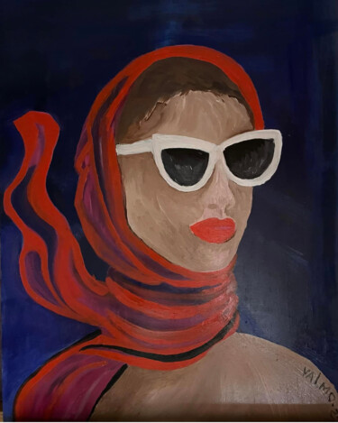 Painting titled "FEMME GRÂCE KELLY" by Valérie Morin, Original Artwork, Oil