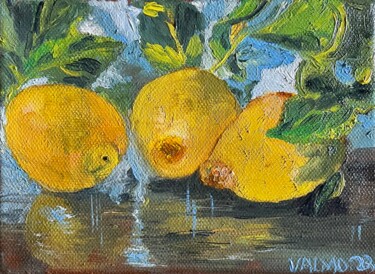 Painting titled "CITRONS" by Valérie Morin, Original Artwork, Oil
