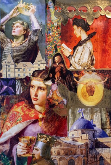 Collages titled "Rois et reines" by Valerie Noble Val, Original Artwork, Collages