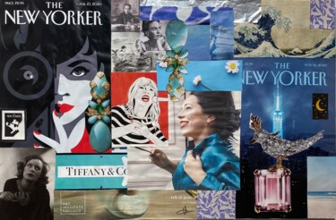 Collages titled "Audrey Hepburn" by Valerie Noble Val, Original Artwork, Collages Mounted on Wood Stretcher frame