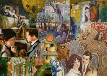 Collages titulada "Couples" por Valerie Noble Val, Obra de arte original, Collages