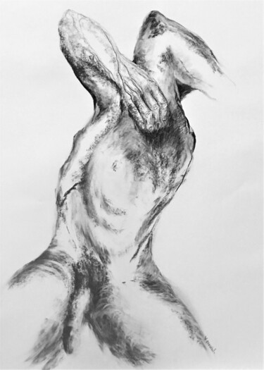 Drawing titled "Sans-titre" by Valérie Perlein, Original Artwork, Charcoal