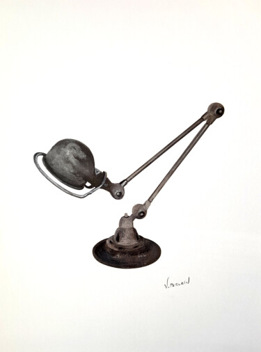 Desenho intitulada "Jielde lampe à 2 br…" por Valérie Perlein, Obras de arte originais, Acrílico