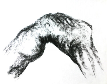 Drawing titled "Nu corps et torsion" by Valérie Perlein, Original Artwork, Charcoal