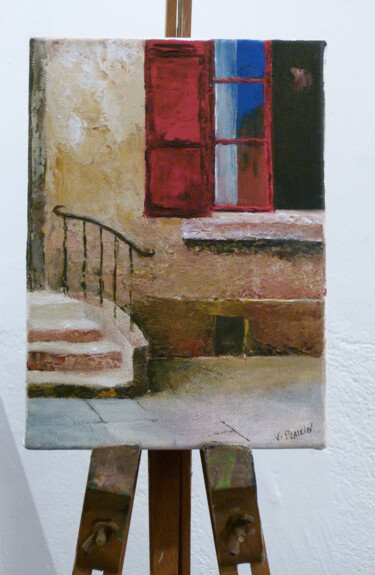 Painting titled "Le petit escalier" by Valérie Perlein, Original Artwork, Acrylic