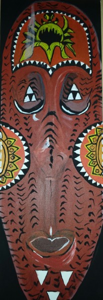 Painting titled "masque africain" by Valérie Perrault, Original Artwork, Acrylic