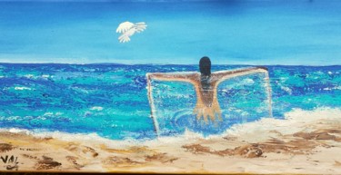 Painting titled "Djerba pour la paix" by Valérie Perrault, Original Artwork, Acrylic