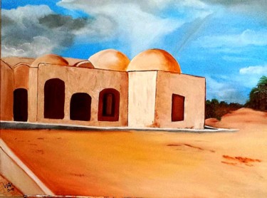 Painting titled "une mosquée" by Valérie Perrault, Original Artwork, Oil